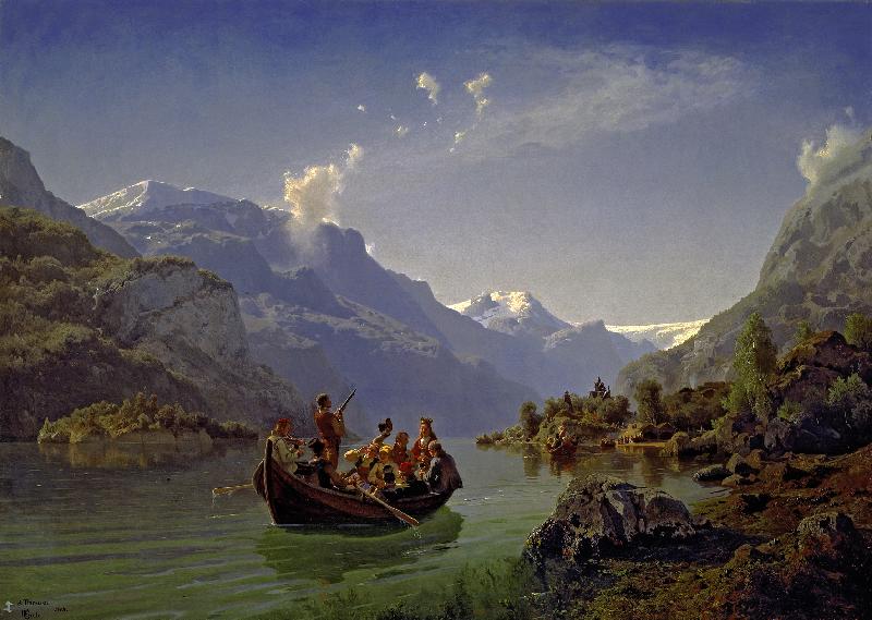 Adolph Tiedeman Brudfarden i Hardanger oil painting image